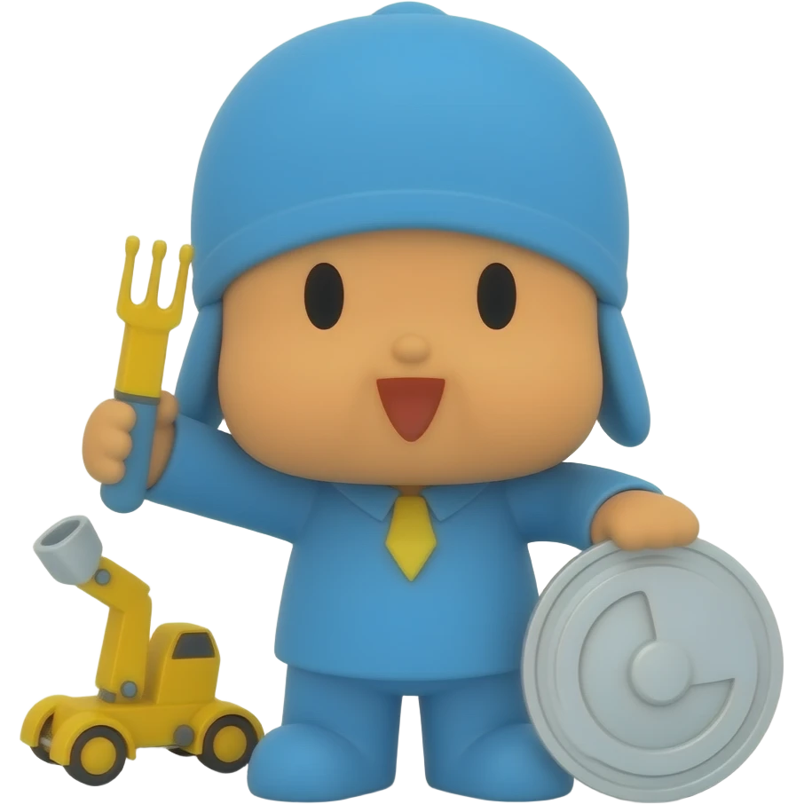 Pocoyo trabalhando de albayil mas mantendo o disllo de Pocoyo emoji