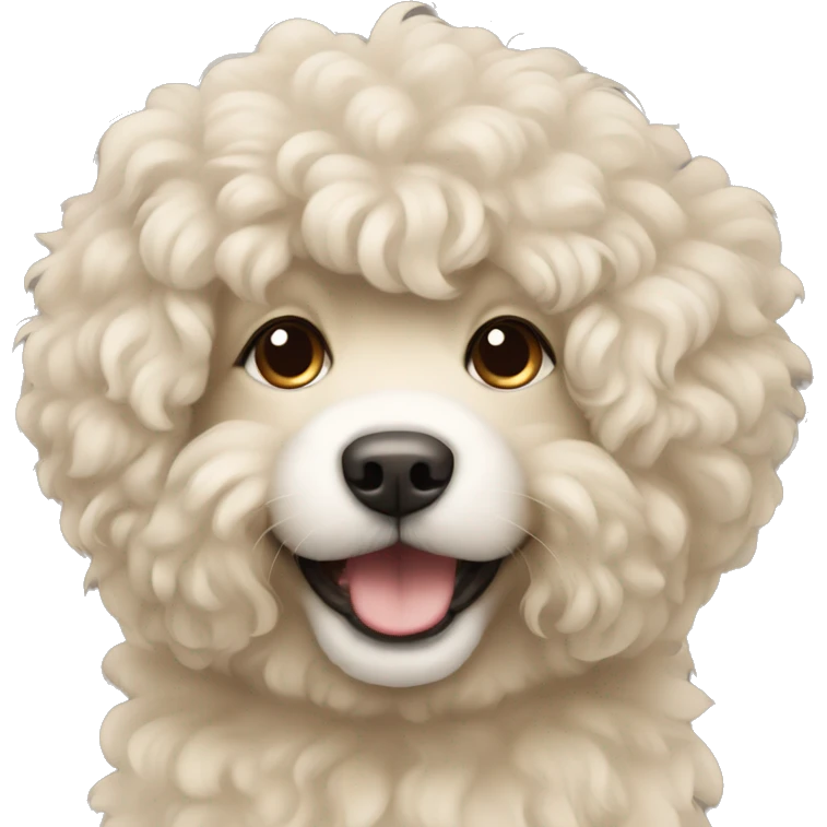 Fluffy curly dog light beige color emoji