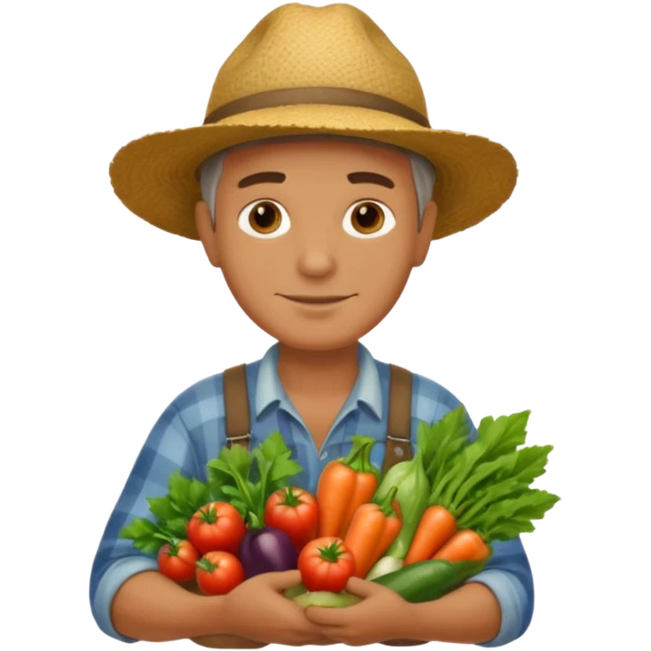 farmer man holding vegetables emoji