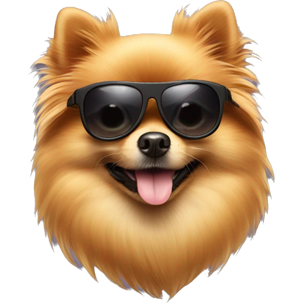 pomeranian with cool sunglasses emoji