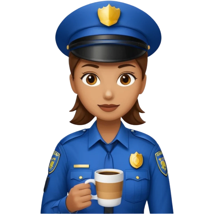police woman holding coffe emoji