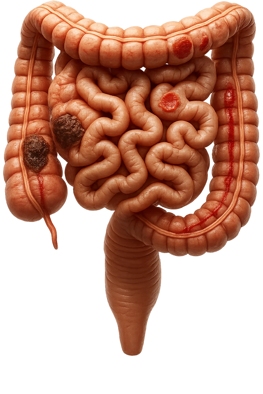 intestino umano anatomico realistico con problemi iperrealistico 4k emoji