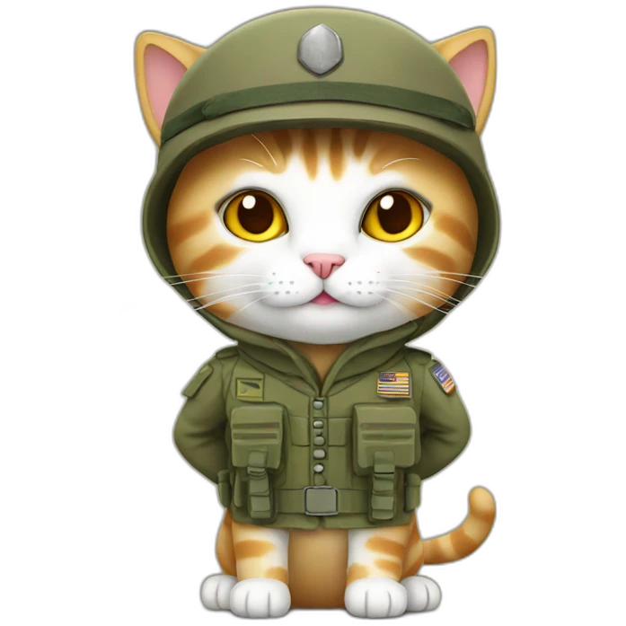 Cat with army costume emoji