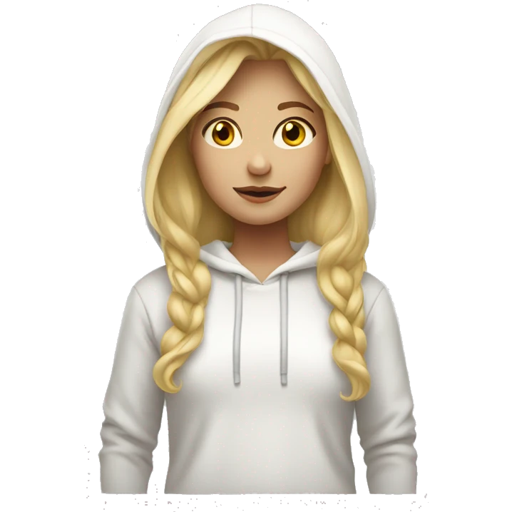 Blonde hair girl with a white hoodie emoji