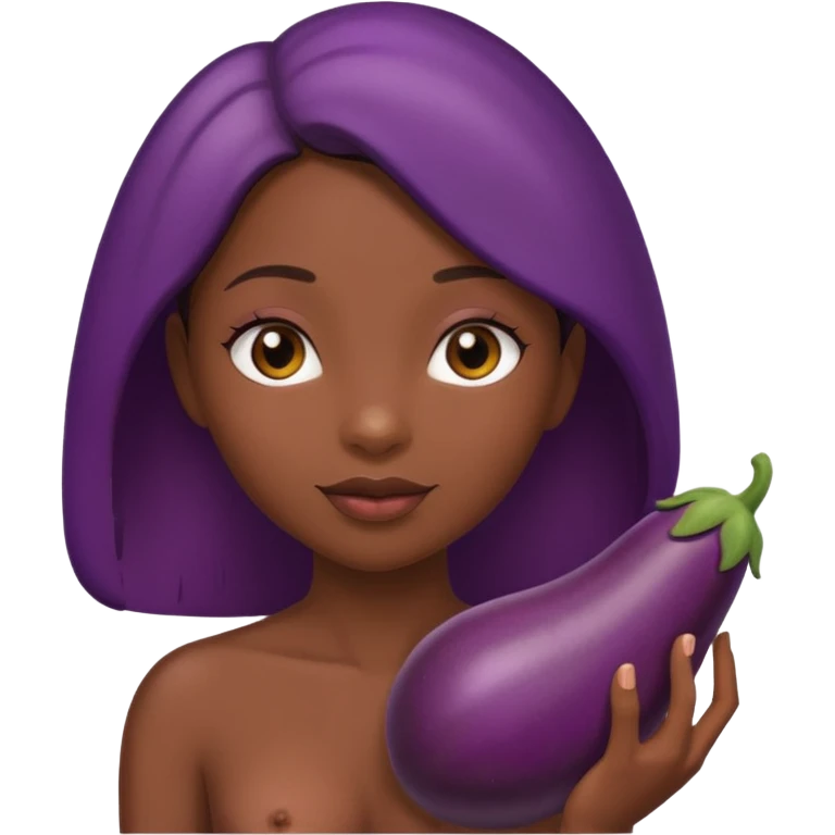 A naked black female with an eggplant in her butt emoji