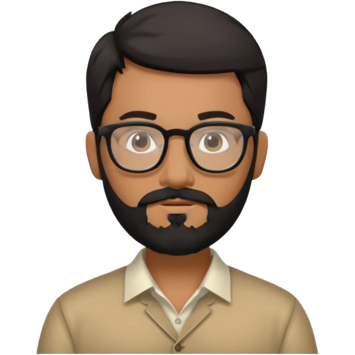 White Indian guy with glasses and a black beard emoji