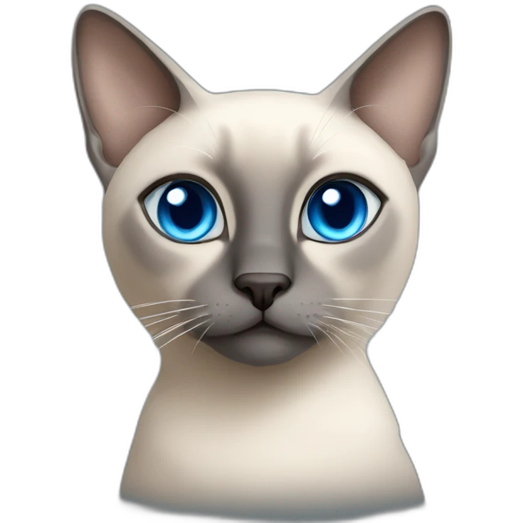 grey siamese cat with blue eyes that are crosseyed emoji