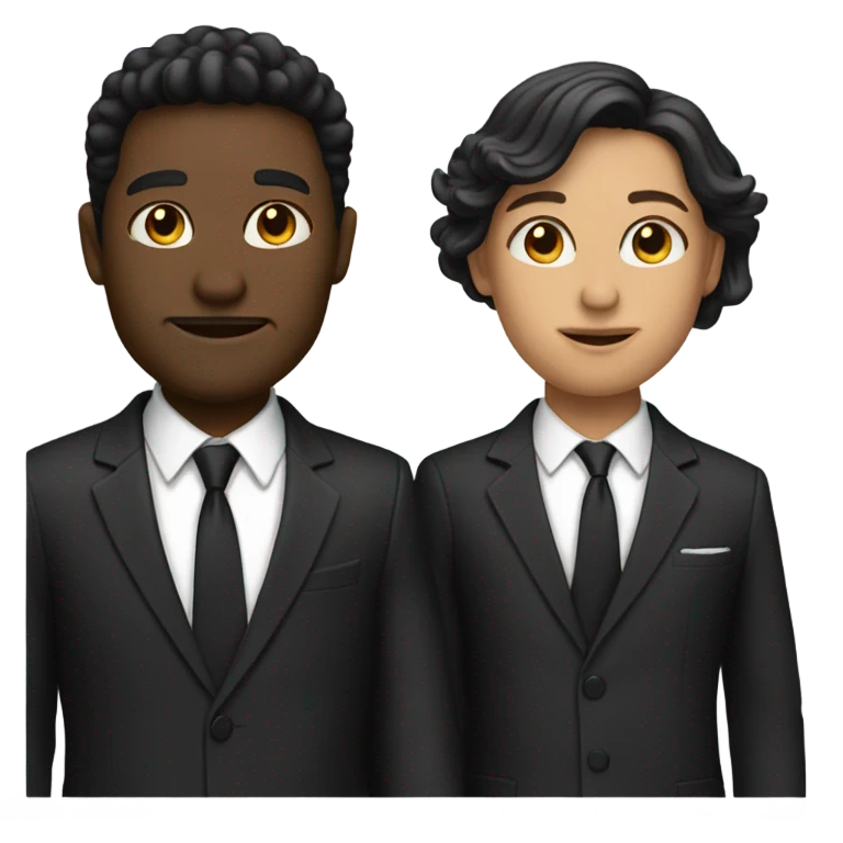 a two shot of two people wearing suits in 90's black and white movie emoji
