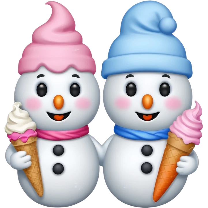 snowmen holding ice cream emoji