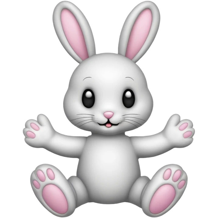 Emoji pour twitch d'une peluche lapin squelette noir faisant signe de la patte avec le texte:"Hi !" emoji