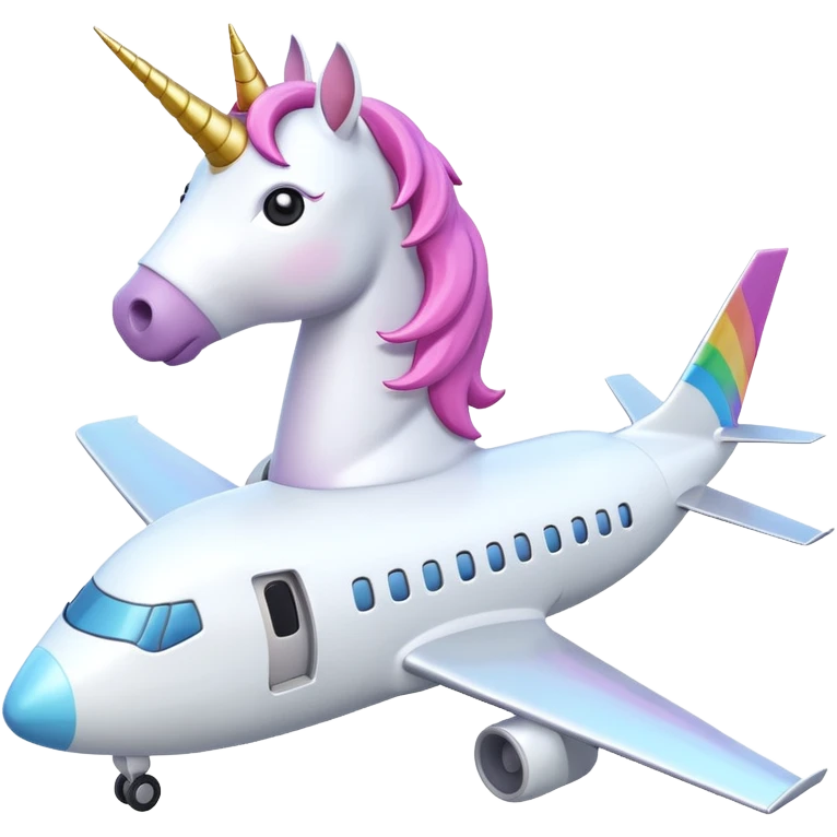 A 3d unicorn 🦄 on a plane ✈️  emoji
