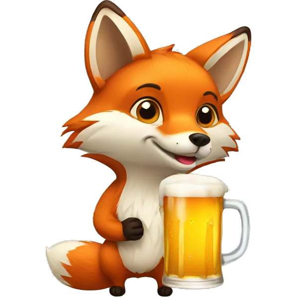 fox drinking a fresh beer emoji