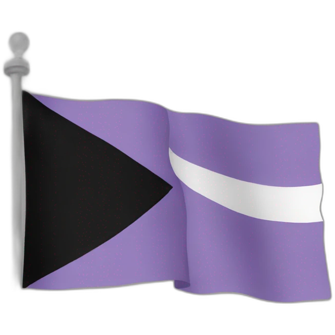 A flag with black at the top, grey next, white, then lavender emoji