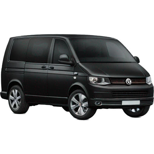 A black Volkswagen multivan t5 with tinged windows emoji