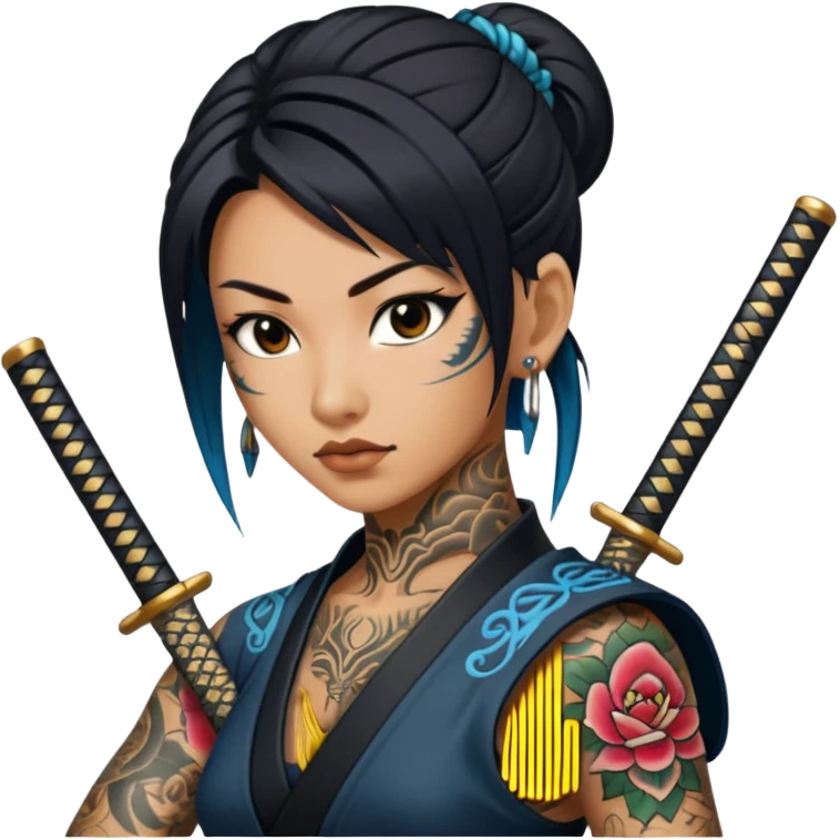 asia katana with tattoos without any person emoji