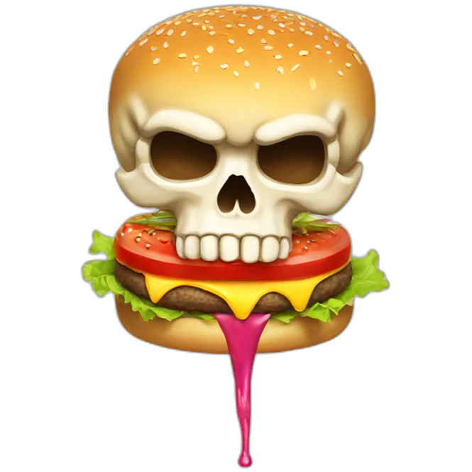 Skull eat burger emoji