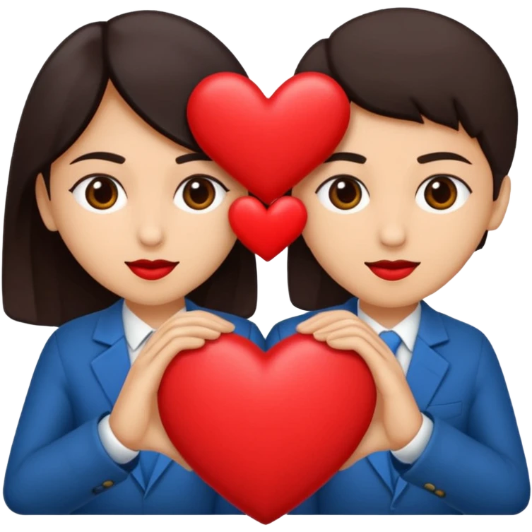 Dos personas en medio de un corazón partidos en dos emoji