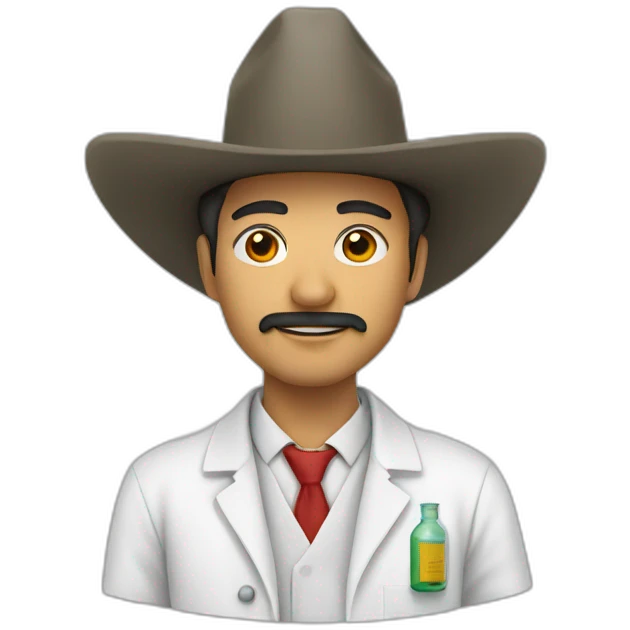 mexican scientist in a labcoat and sombrero emoji