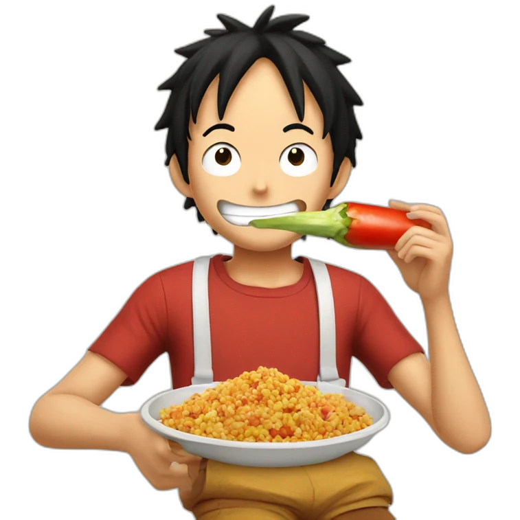 Luffy eating a tajin emoji