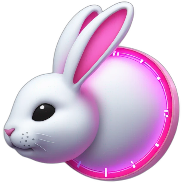neon rabbit clock emoji