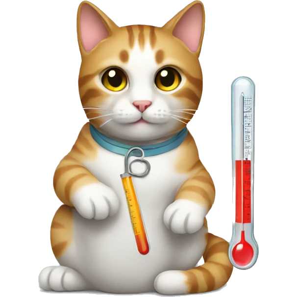 cat holding thermometer  emoji