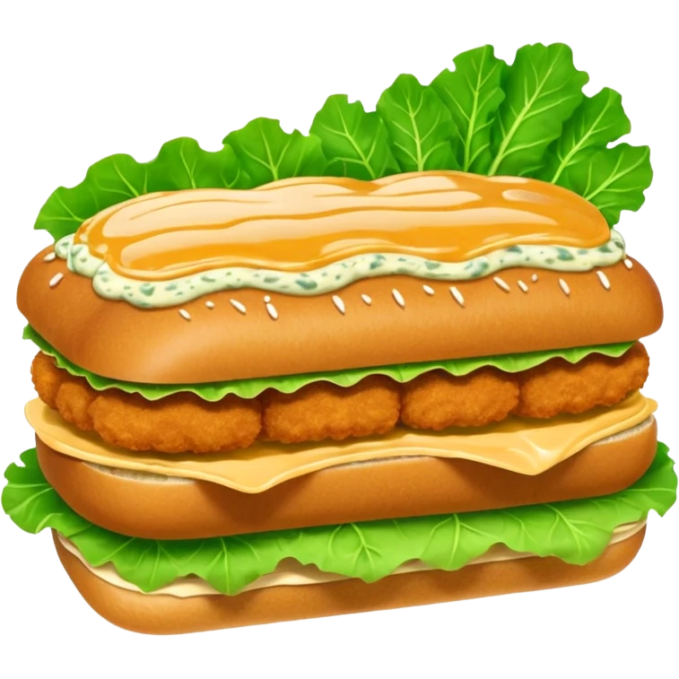 schnitzel sandwich: an oblong roll topped with a schnitzel, placed on a lettuce leaf, drizzled with remoulade, no cheese or other ingredients emoji