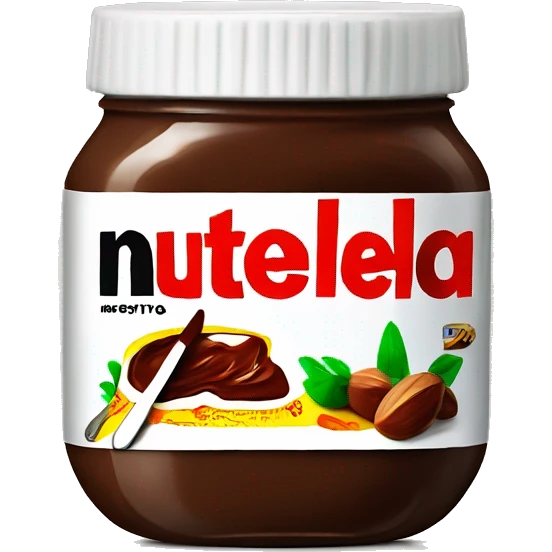 an opened nutella jar with a rounded knife half inside it emoji