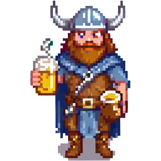 A sticker of a viking with a horn of beer emoji