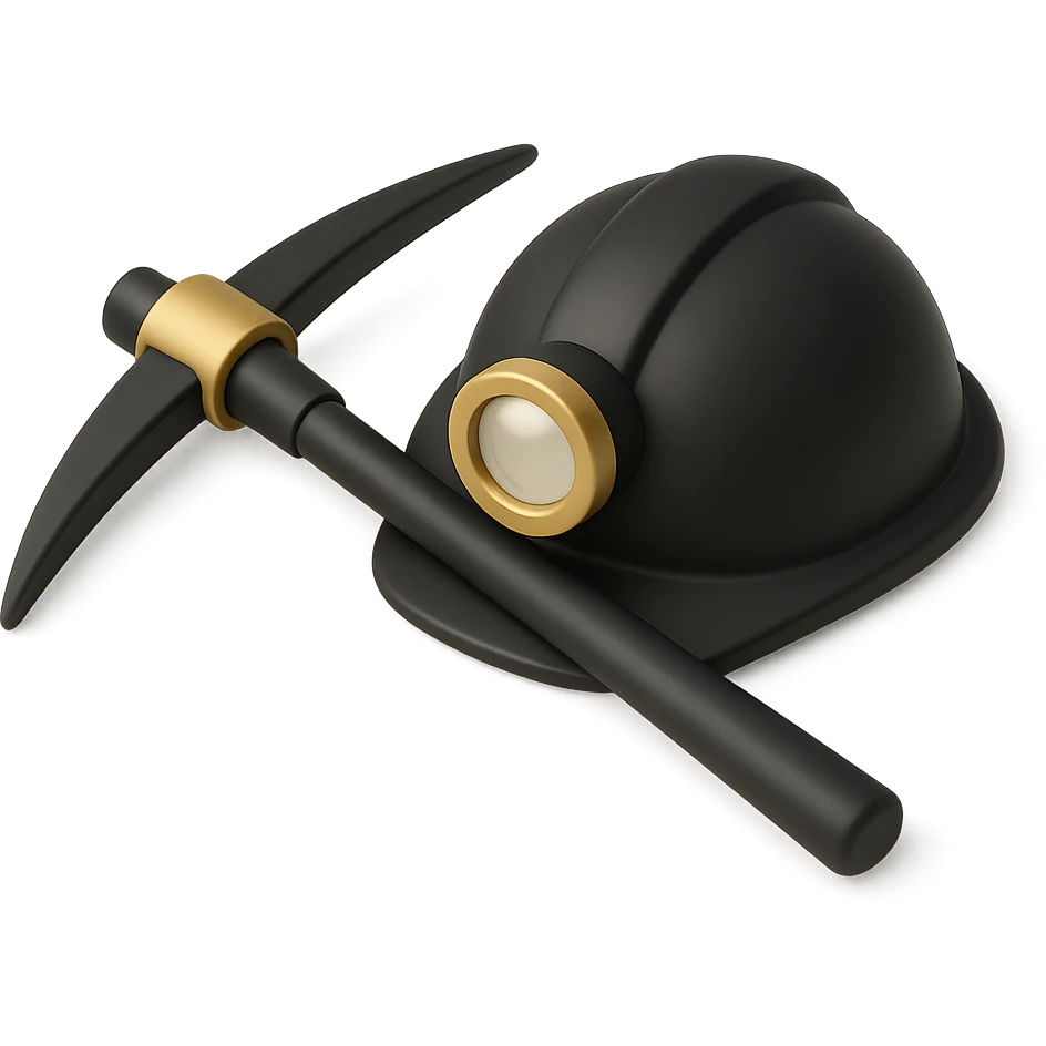 mining industry scene with a pickaxe and helmet emoji