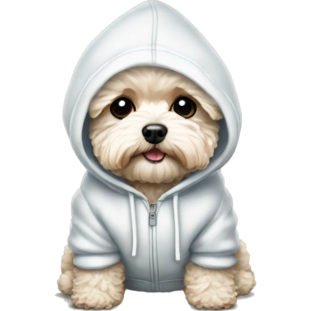 Maltipoo wearing a hoodie emoji