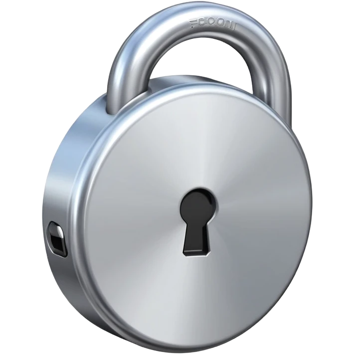 big shiny metal padlock, heavy industrial security lock emoji