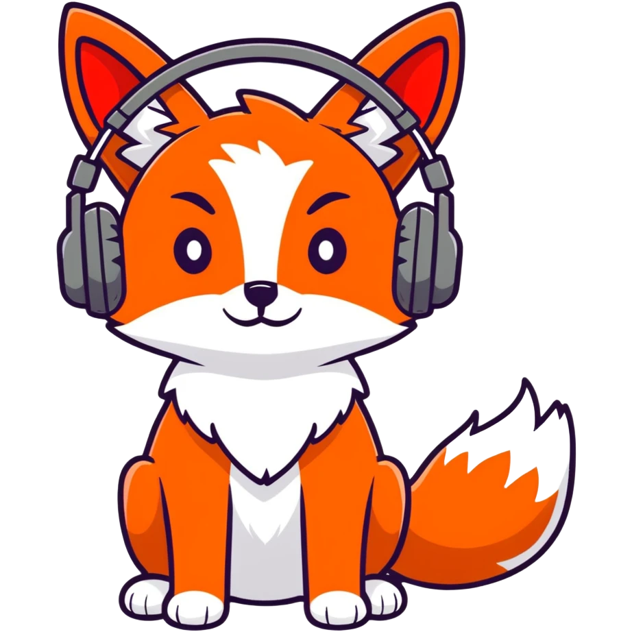 Red fox with headphones emoji