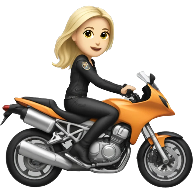 White girl riding sports motorcycle  emoji