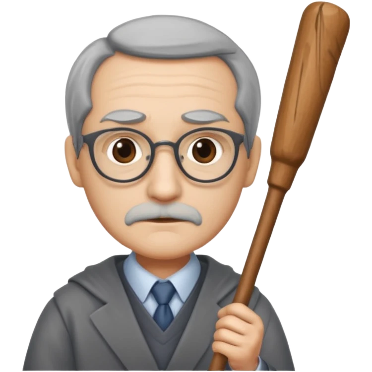 A stern professor holding a stick emoji
