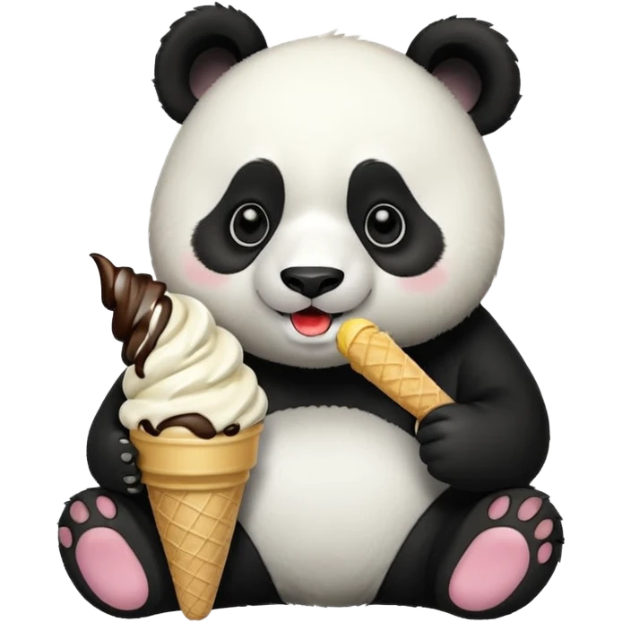 Panda eating ice cream emoji