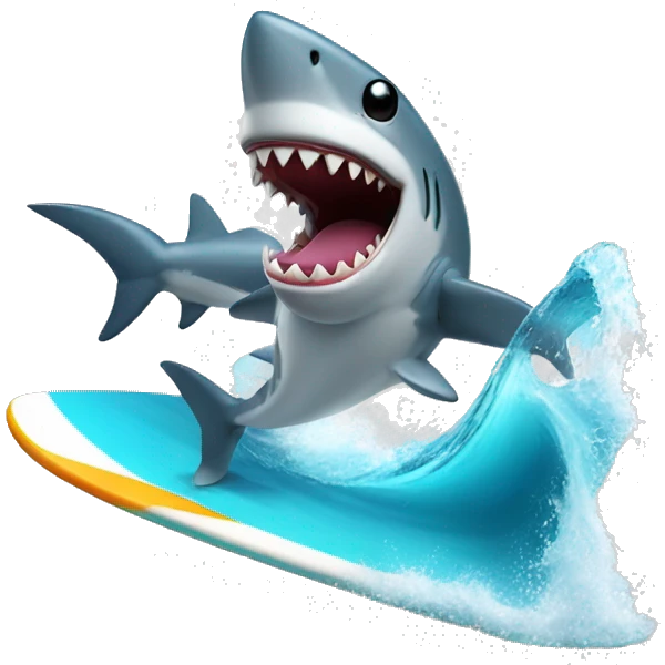 Shark on a surf board  emoji
