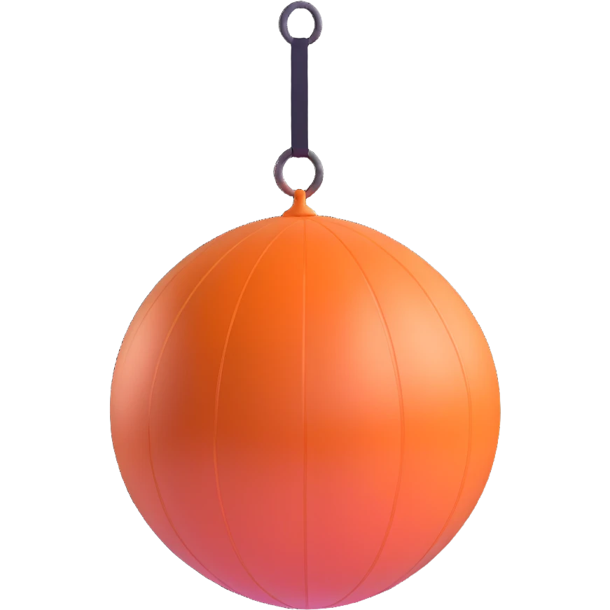 Exercise yoga ball gym equipment floating in the air, bright colors emoji