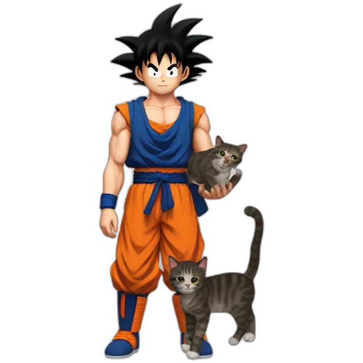 Son Goku with a cat  emoji