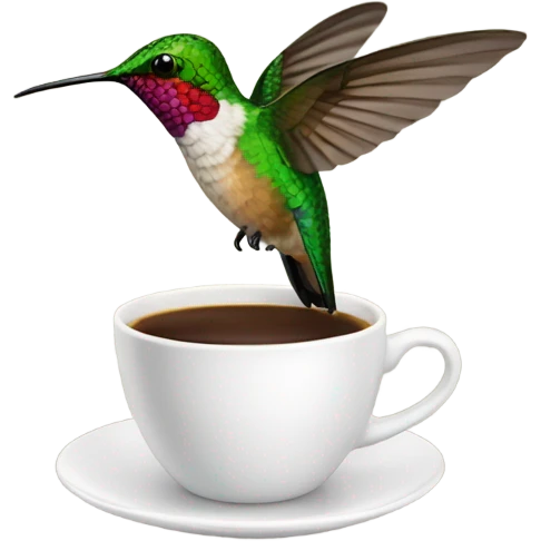 Hummingbird with a fresh cup of coffee  emoji