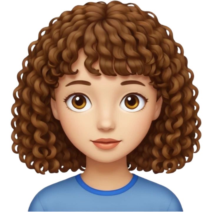 Chica rizada castaña con flequillo  emoji