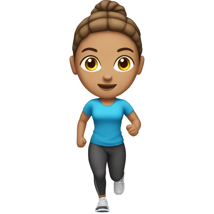 A woman with light brown skin, brown ponytail, gym clothes jogging  emoji