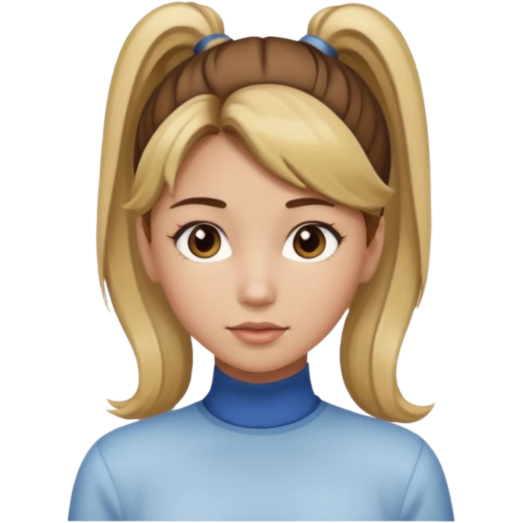 a brown haired girl with blonde highlights in a high ponytail but make her really pretty emoji