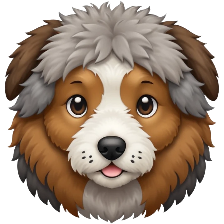Aussie doodle with light and dark brown fur with tuffs of grey emoji