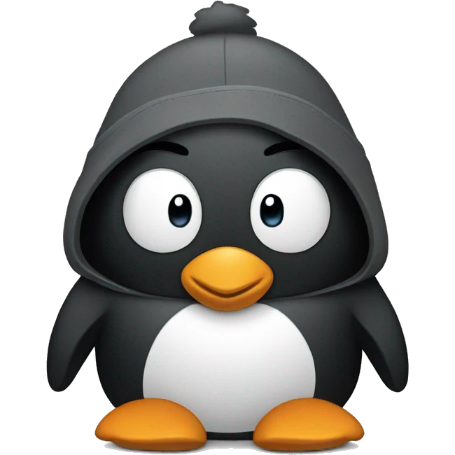 penguin wearing a hoodie and a beanie emoji