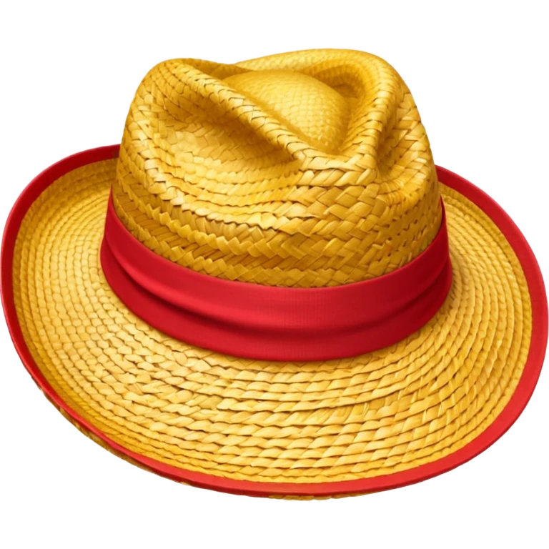 Straw hat  yellow and red emoji