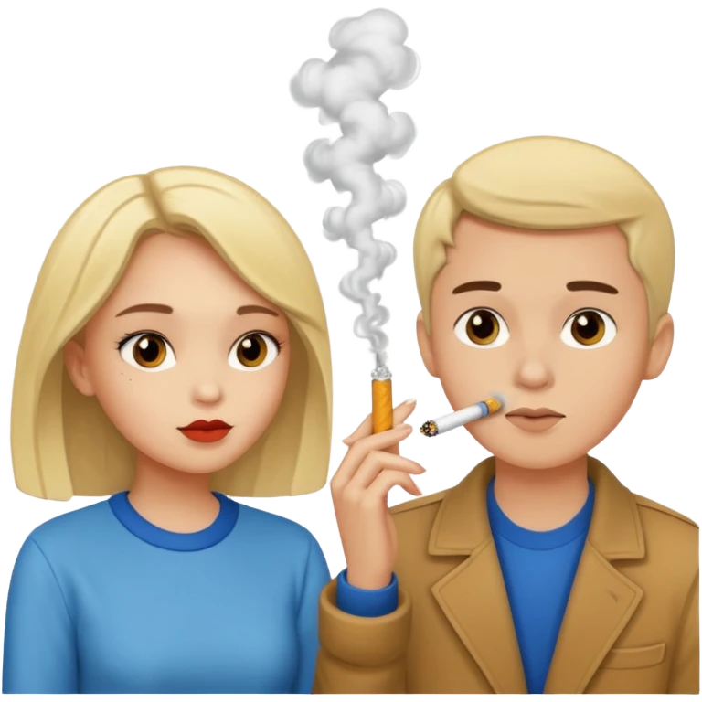 A girl and a boy smoking cigarettes emoji