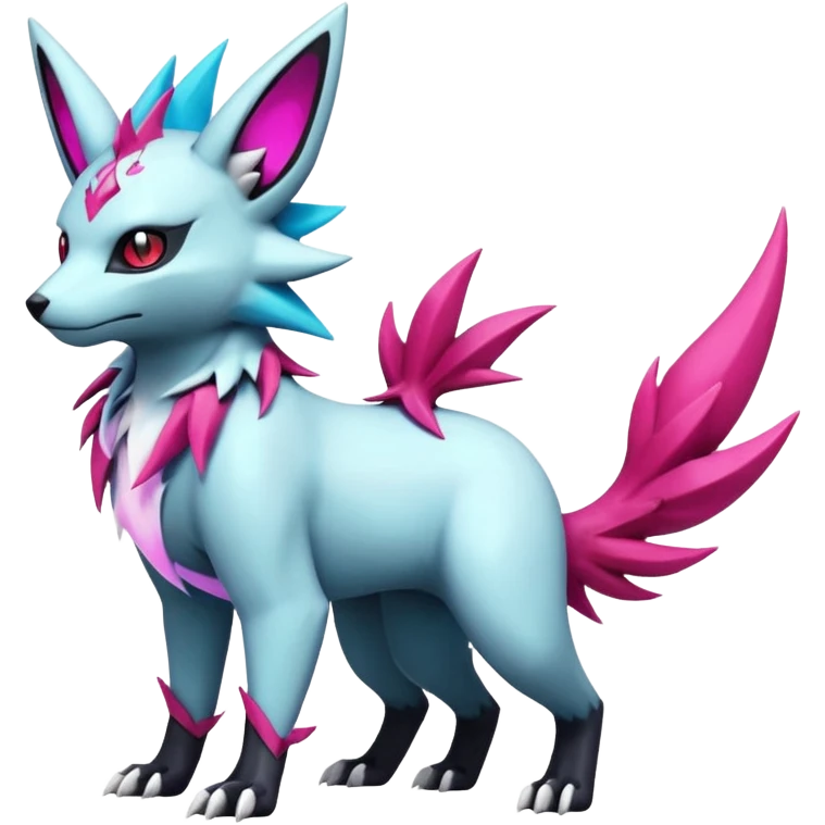 White and magenta divine holy legendary epic ethereal fantasy cyperpunk futuristic feral Zangoose-Manectric-Luxray-Umbreon-Vaporeon-Amaura-Electrike-fusion-creature  emoji