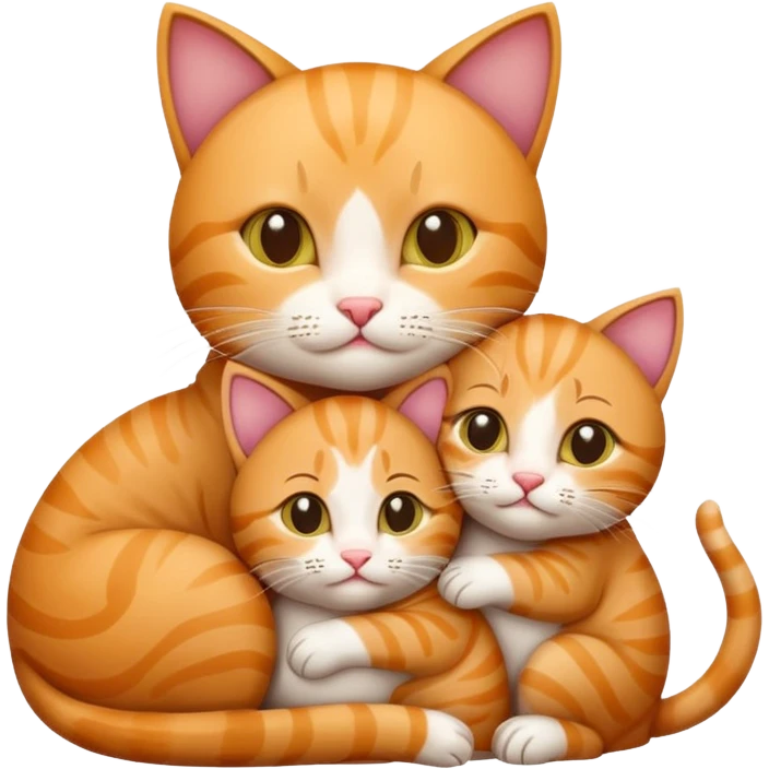 mama cat hugging her three kittens emoji
