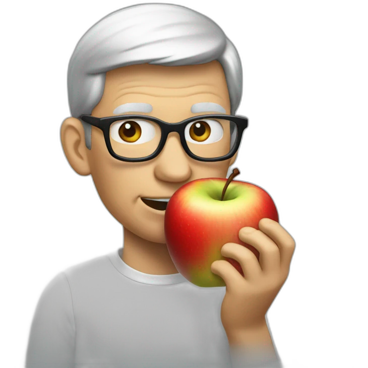 Tim Cook eating apple emoji