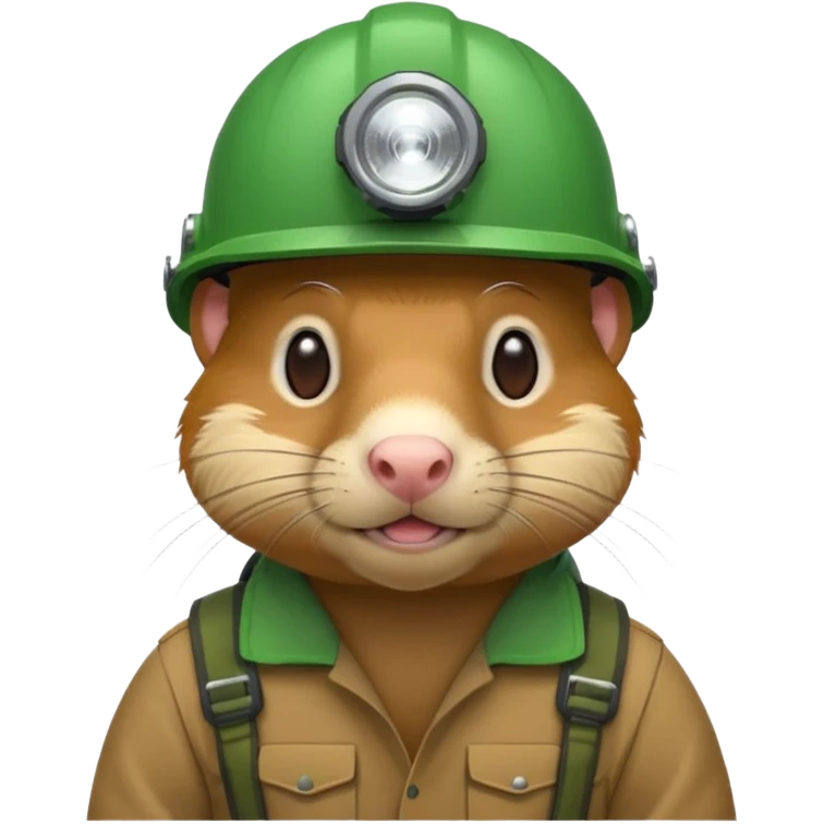 a mole rat, green helmet, headlamp emoji